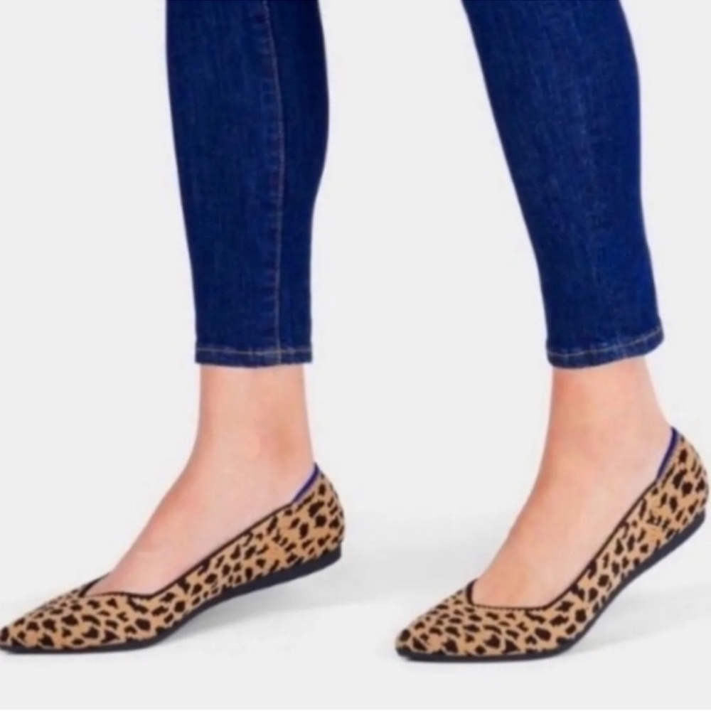 Rothy’s point flats in cheetah-retired print. Size 9.